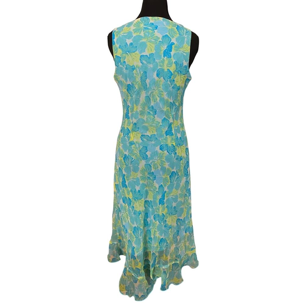 Dressbarn Hibiscus Floral Tropical Sleeveless Sweetheart Neckline Midi Dress (6) - Picture 2 of 6
